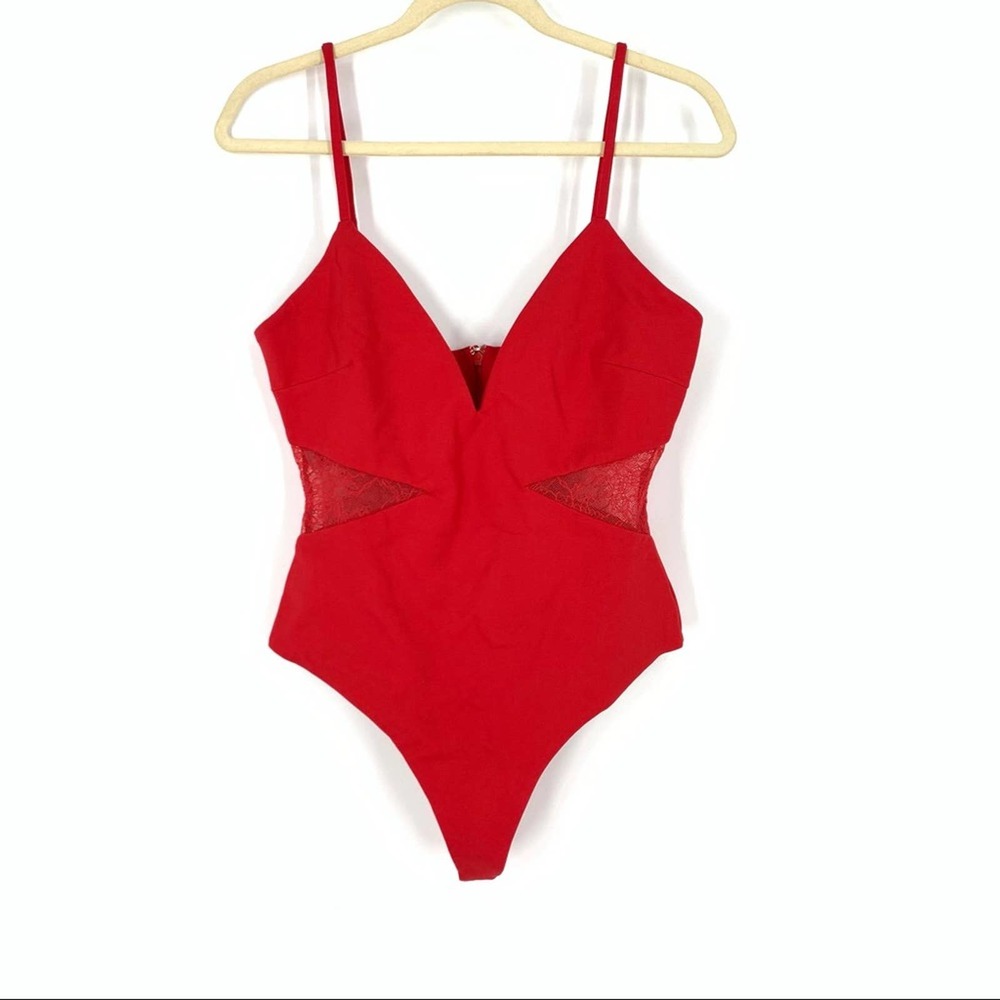 Lovers + Friends Red Cutout V-Neck Bodysuit